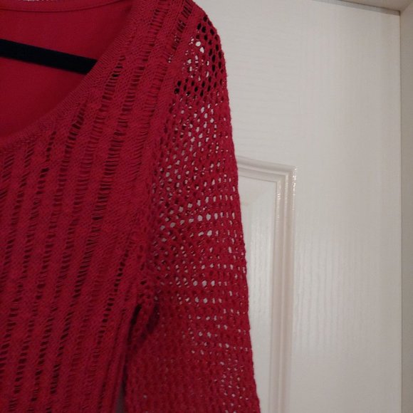 Sundance Womens Red Knit Lined Knee Length Dress 3/4 Sleeve Small - Picture 9 of 16